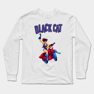 Black c - Retro Comic Poster Art Long Sleeve T-Shirt